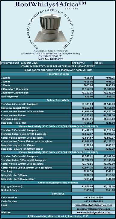 RoofWhirlys4Africa - 2026 Price List.pdf