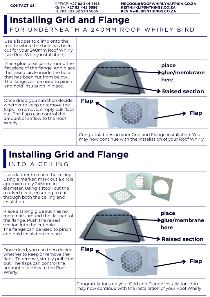RoofWhirlys4Africa - Grid and Flange Installation