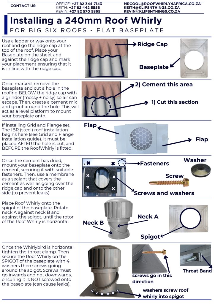 RoofWhirlys4Africa Installation Guide - 240mm - Flat