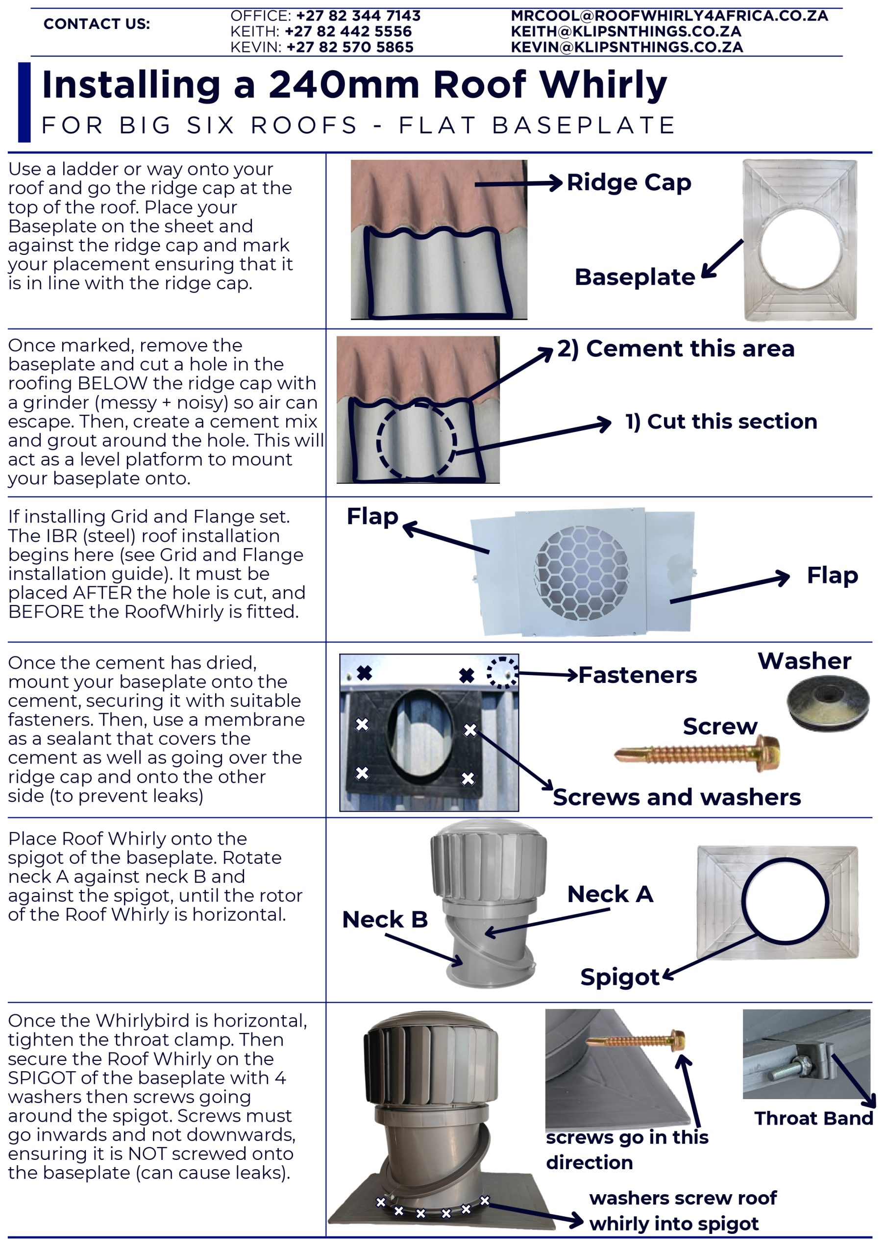 RoofWhirlys4Africa Installation Guide - 240mm - Flat