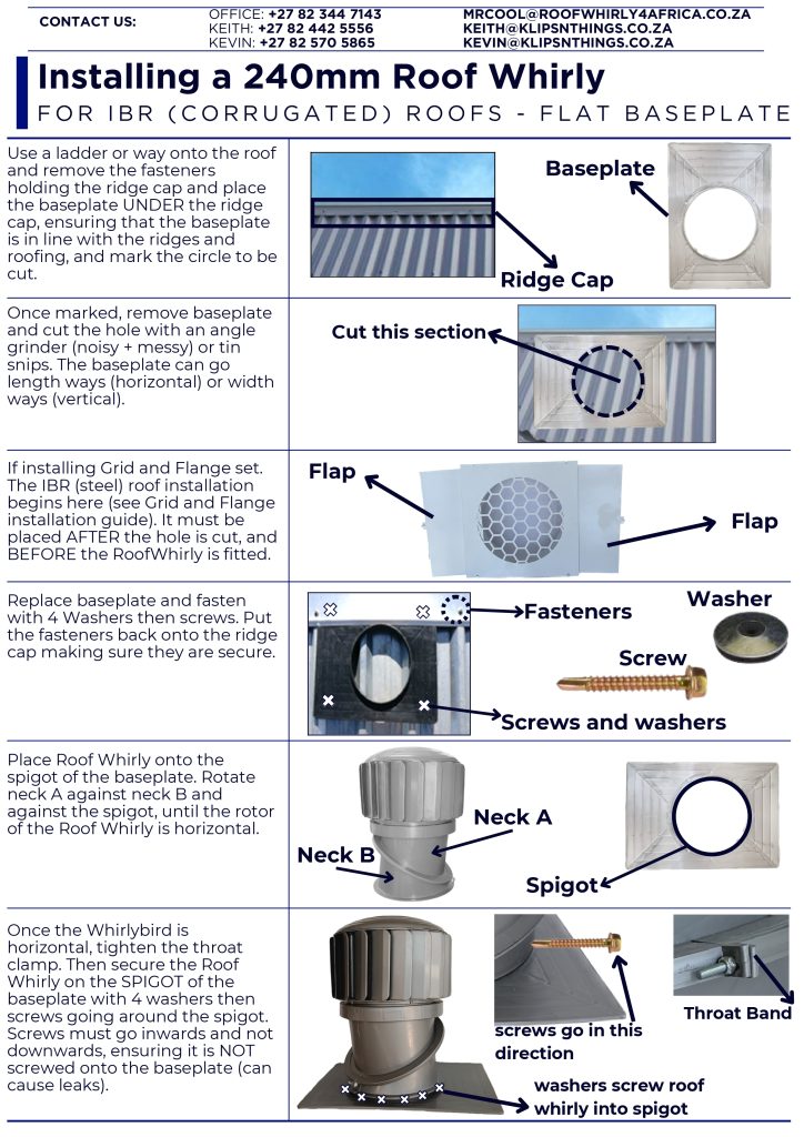 RoofWhirlys4Africa Installation Guide - 240mm - Flat