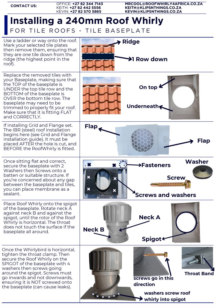 RoofWhirlys4Africa Installation Guide - 240mm - Tile