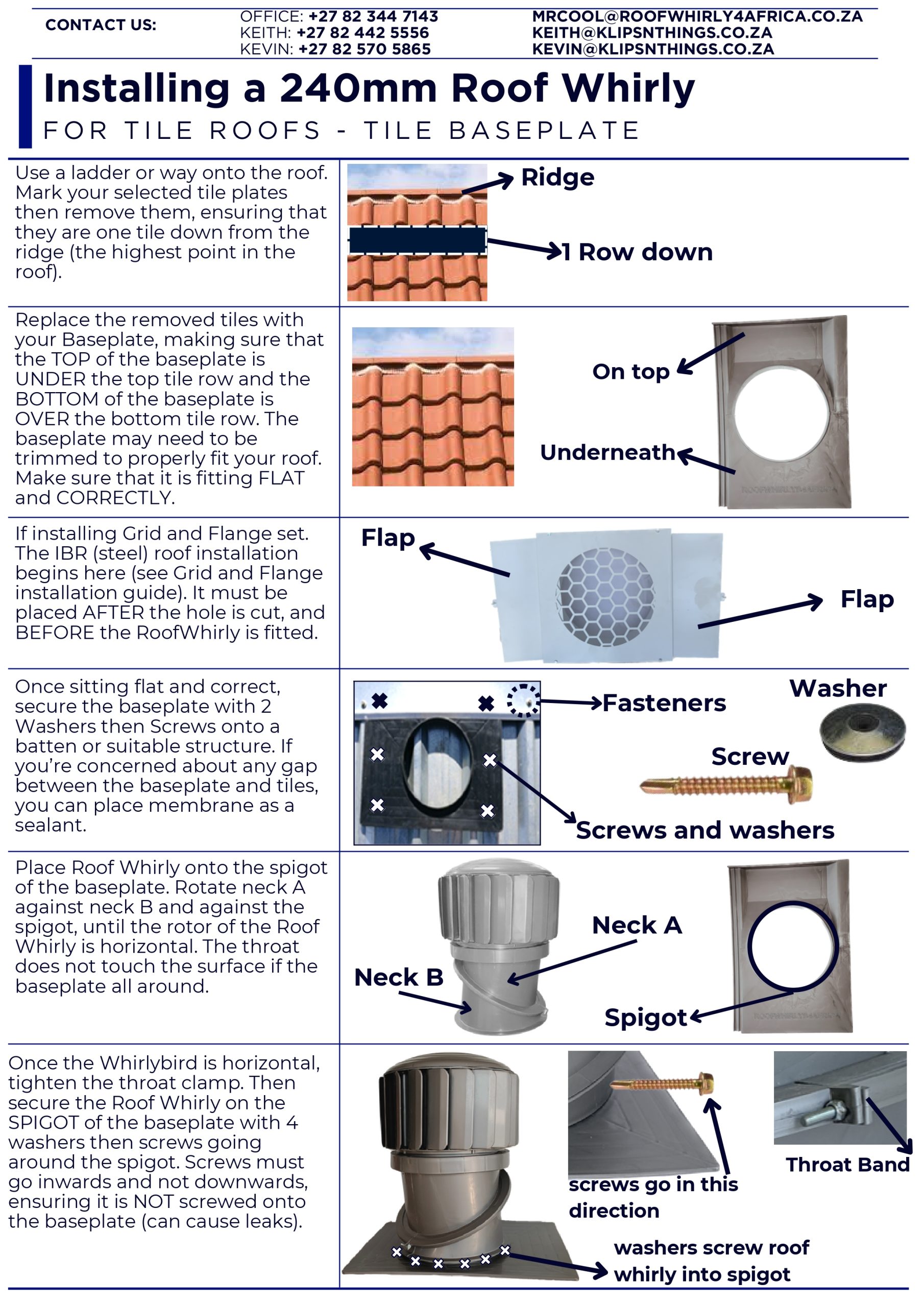 RoofWhirlys4Africa Installation Guide - 240mm - Tile