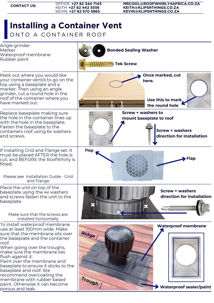 RoofWhirlys4Africa Installation Guide - Container Vent