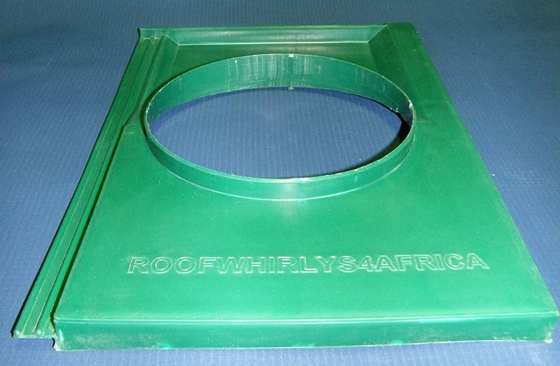 Tile base plate for RoofWhirlys4Africa roof mounted wind turbine ventilator (aka whirlybird vent)